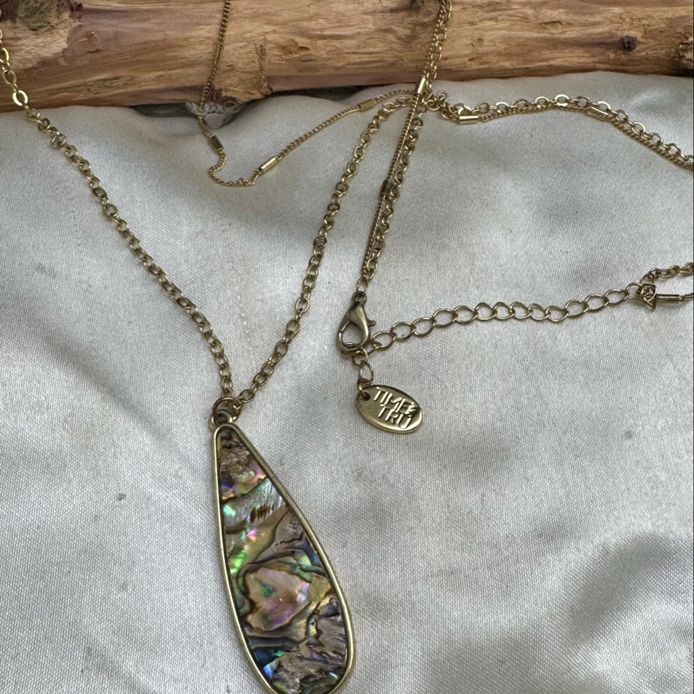 Gold Abalone Pendant Necklace Time and Tru.